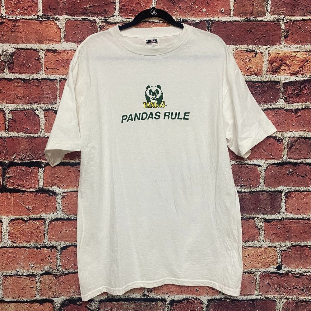 TULTEX Pandas Rule Shirt Men Large L White University of Alberta Vintage Y2K